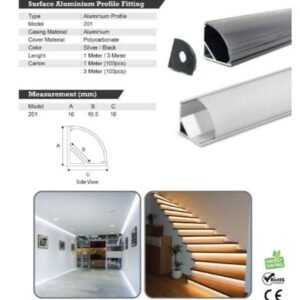 1616 Aluminium Profile 3Meter (Black / Silver)