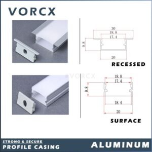 2010 Recessed/Surface Aluminium Profile LED Strip Casing Diffuser Cover Housing 3Meter (Silver)