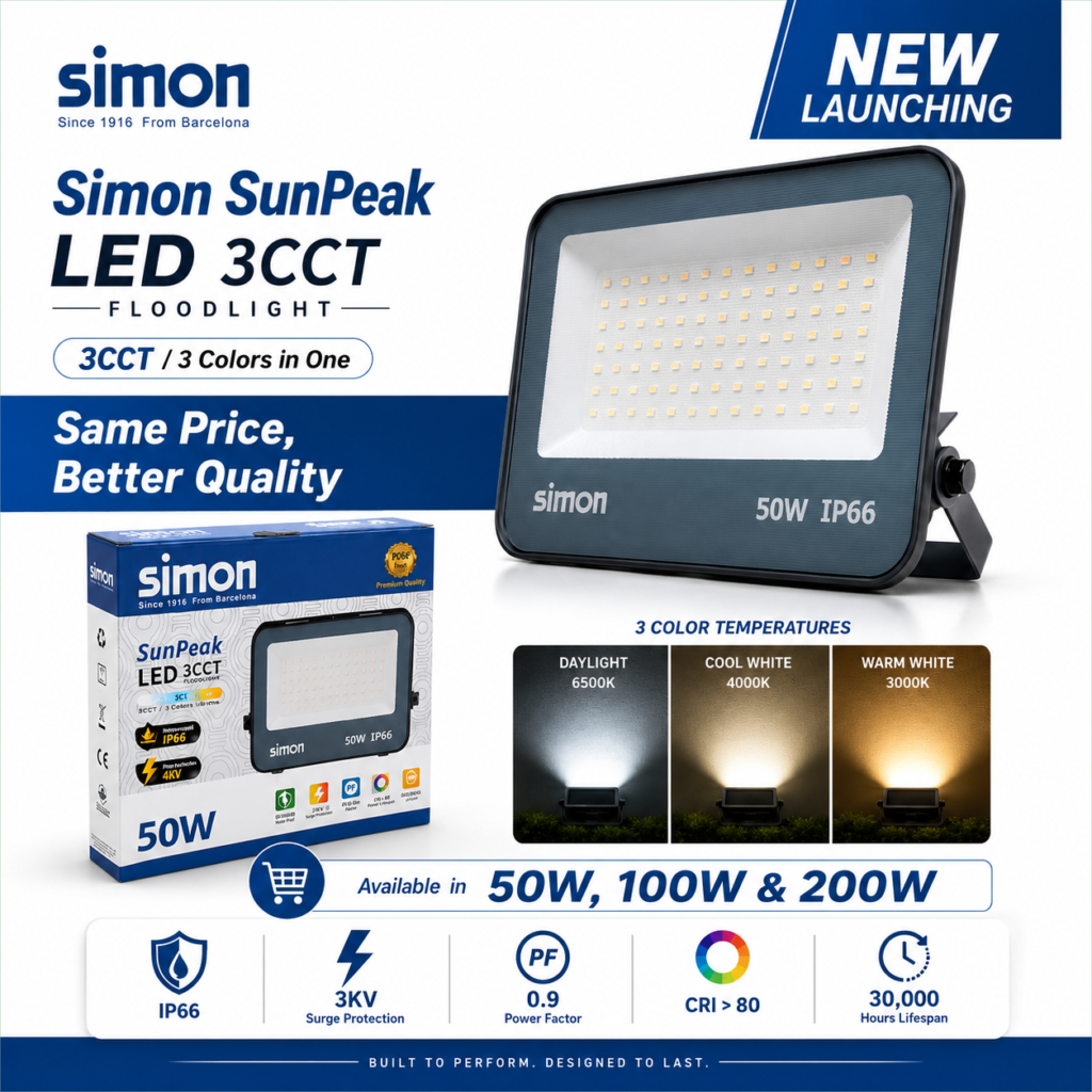 Simon 50W|100W|200W 3CCT Flood Light