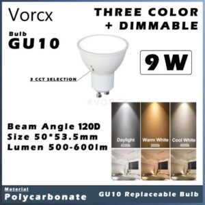 LH GU10 9W LED Light Bulb 120D Spotlight 600lm Dimmable Three Color Selection 3C