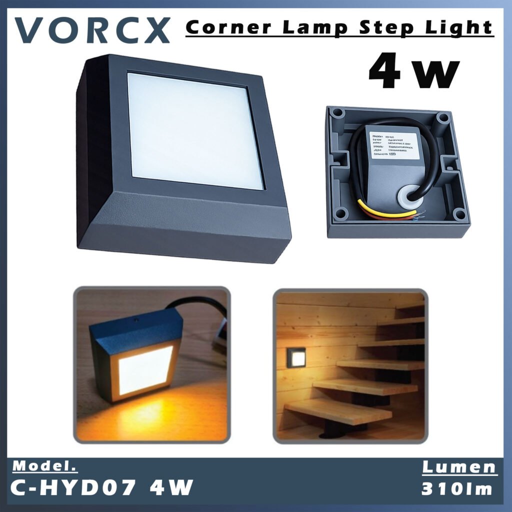 C-HYD07 4W LED Corner Lamp Step Light Drak Grey 3000k IP65