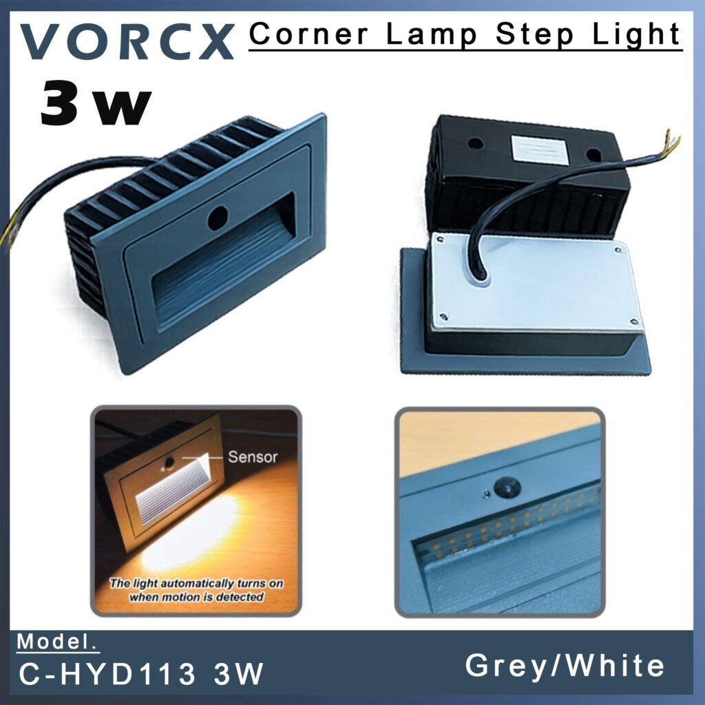 C-HYD113 3W Corner Lamp Step Light 3000k Drak Grey / Sand White IP65