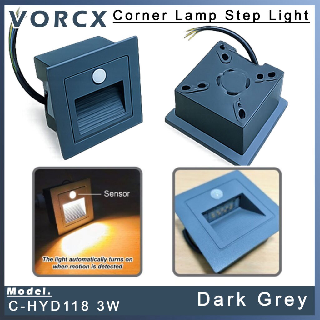 C-HYD118 3W Corner Lamp Step Light 3000k Dark Grey IP65