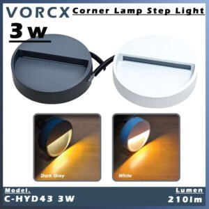 C-HYD43 3W LED Corner Lamp Step Light White / Black 3000K IP65