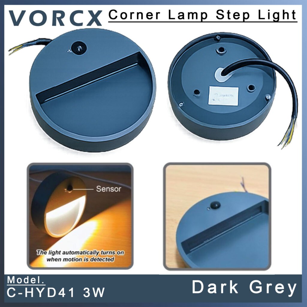 C-HYD41 3W Corner Lamp Step Light 3000k Dark Grey IP65