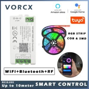 WBR TuYa Smart WiFi Bluetooth RF RGB Controller for COB & SMD LED Strip Google Amazon Compatible