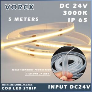 LH SJS Silicone Jacket 24V COB LED Strip 5meter 3000K Weatherproof Protection IP65