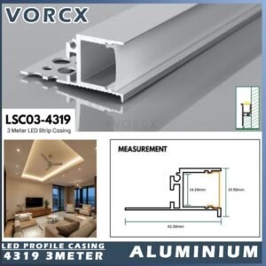 LH 4319 Aluminium Profile LED Strip Casing Diffuser Cover Housing 3Meter