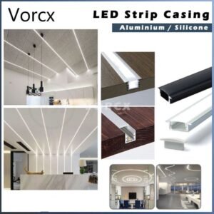 Aluminium Profile LED Strip Casing Diffuser Cover Housing 3Meter (Black / Silver) 3M(1.5MX2PCS)