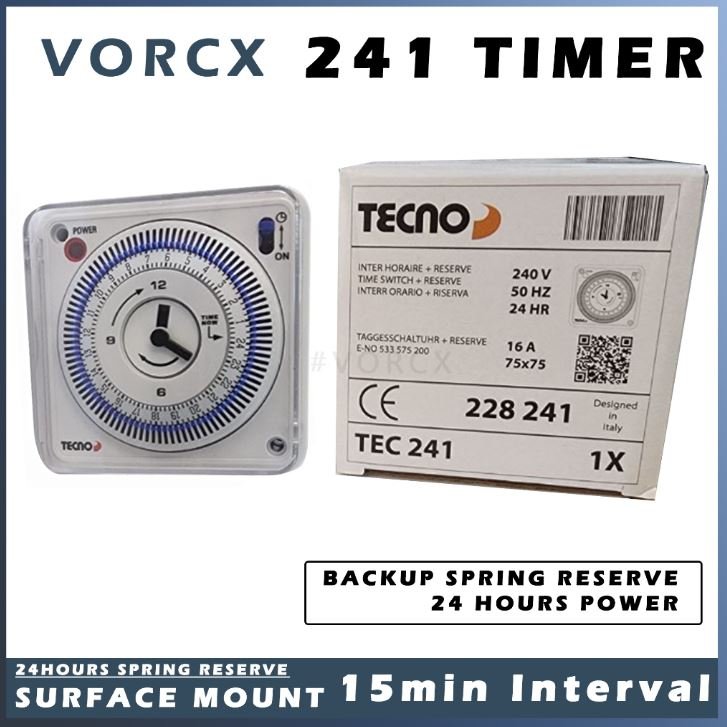 Tecno TEC241 24hrs Spring Reserve Timer (15min Interval)