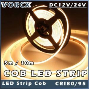 LED Strip Light DC12V/24V 5 /10Meter COB LED Strip Light 320D/480D  Flexible Decorative Lighting
