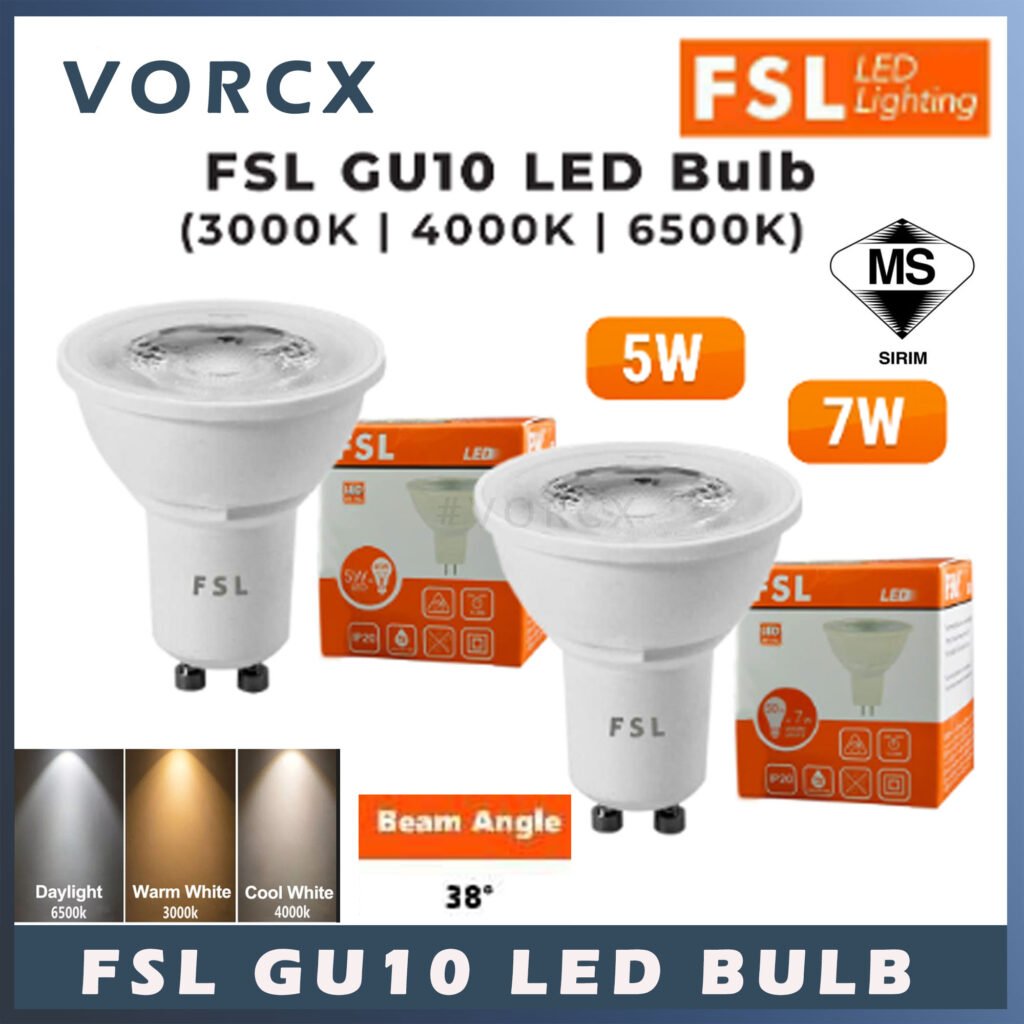 FSL GU10 Bulb 38D 5W|7W|Dimmable (SIRIM)