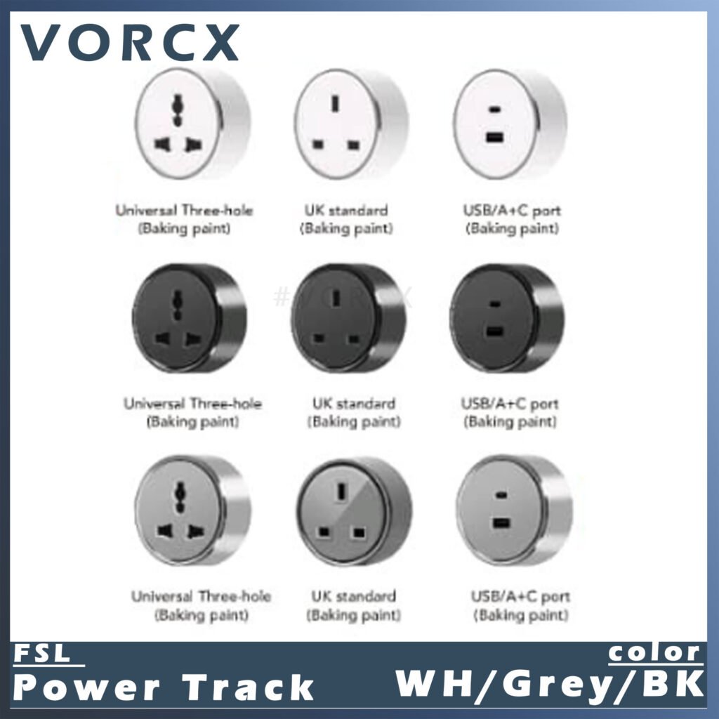 FSL Power Track Socket Switch 13A Flat Pin / 16A Universal / USB+C