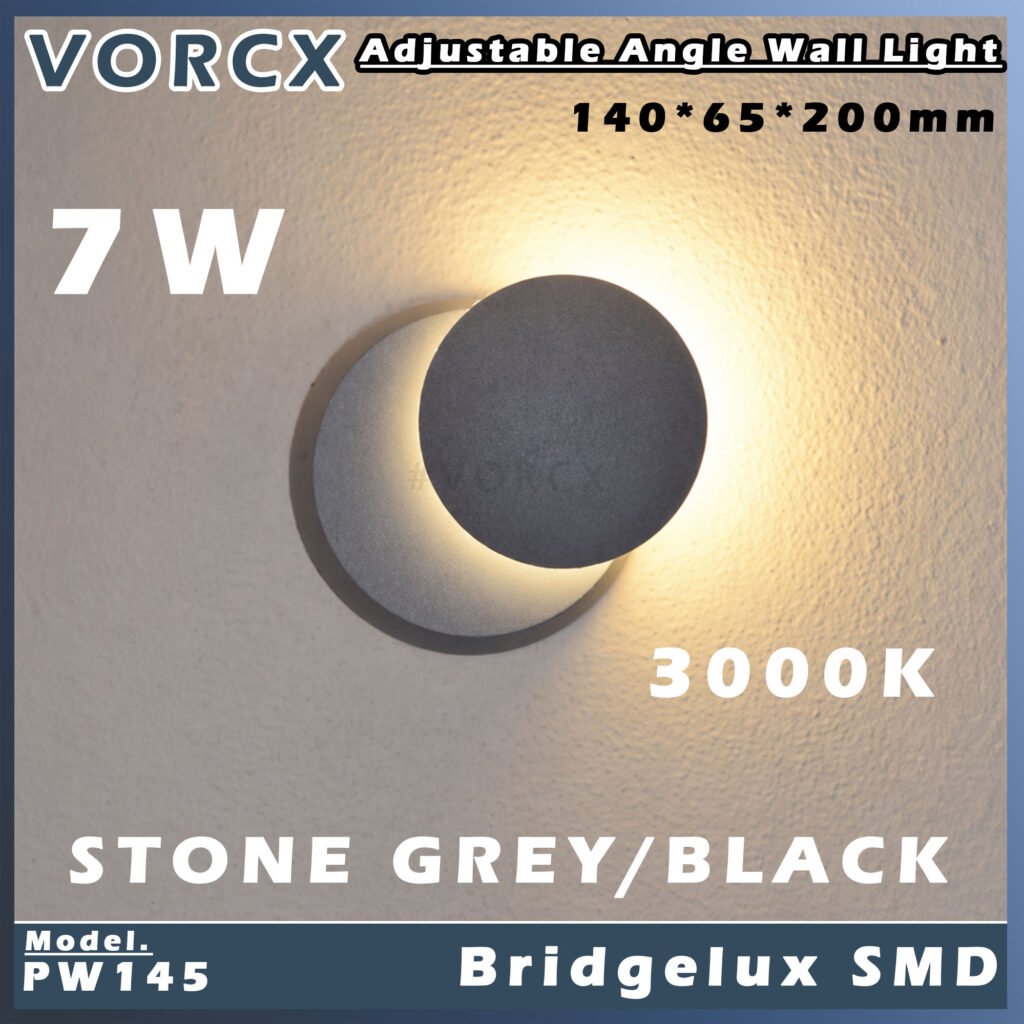 LH PW145 7W Adjustable Angle Wall Light Stone Grey /Black Color