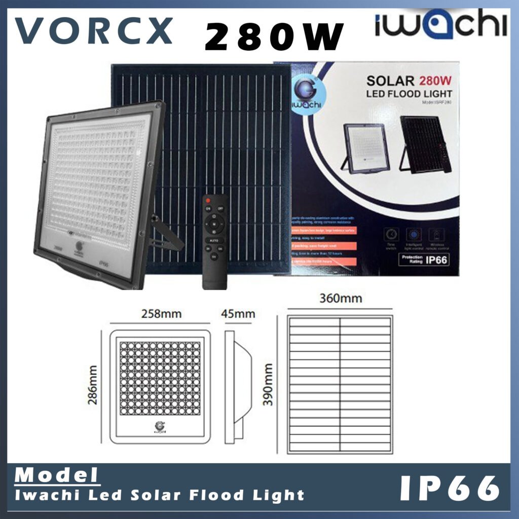 Iwachi 120w/180w/280w High Power Led Solar Flood Light 6500k IP66