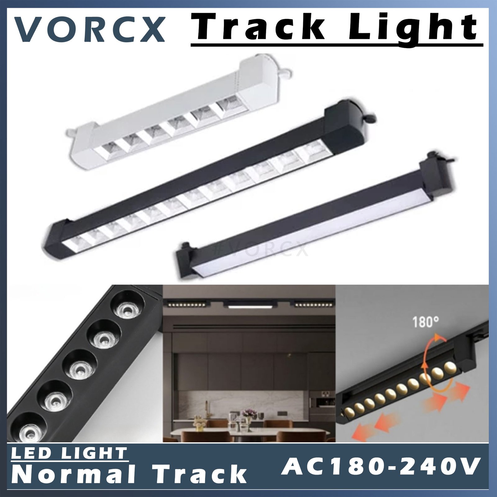 EB-T260 240V 18W /48w Led Linear/Grill Track Light White/Black