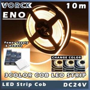 Eno 8mm 24V 10M 3 Color Tunable Changeable Cob LED Strip 480D Cri<95 12W Per Meter