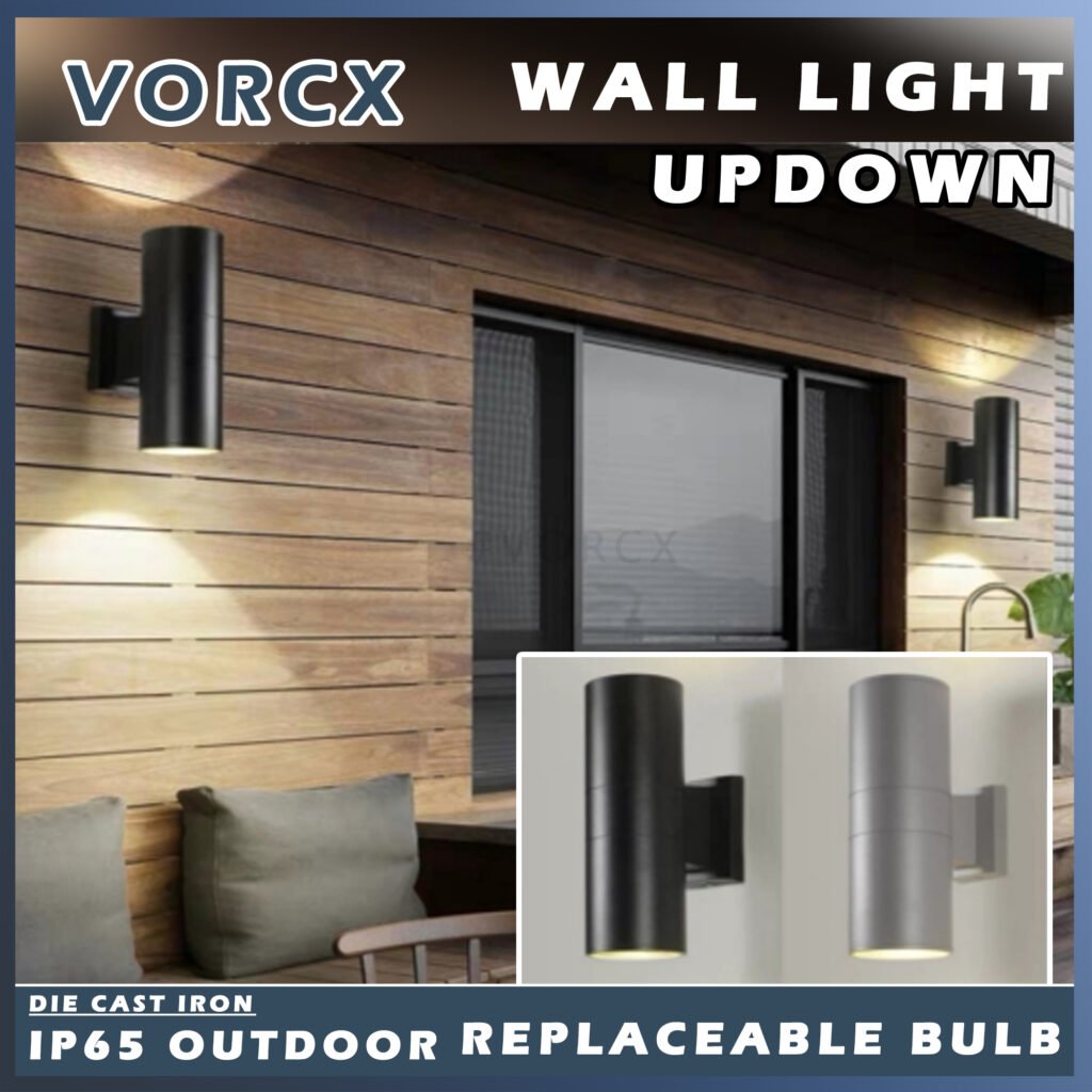 S1709 Outdoor Up Down Wall Light IP65 E27 Fitting Replaceable Bulb (Big Size)