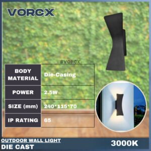 LH 809 LED Outdoor Weatherproof Wall Light 3000K Warm White IP65