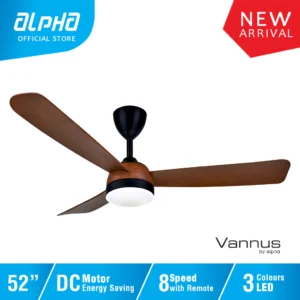 ALPHA Vannus V3 LED 3B DC Motor Ceiling Fan with 3 Blades 8 Speed Remote (28"/40"/46"/52")