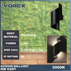 LH 009B LED Outdoor Weatherproof Wall Light 3000K Warm White IP65