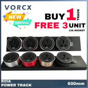 RIVIA Surface Power Track Combination Set 600mm Buy 1 Track Get 3 Multi 13A Socket