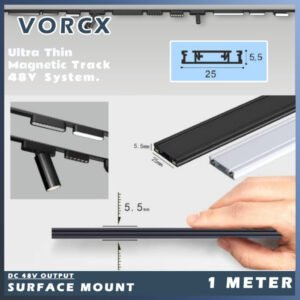 UTS Ultra Thin Series DC48V Magnetic Track Light Rail Surface Mount 5mm Thickness
