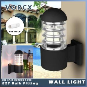 S-1702R Die Cast Wall Light Fitting Weatherproof E27 Holder Replaceable Bulb Up
