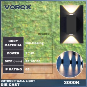 LH 125-2 LED Outdoor Weatherproof Wall Light 3000K Warm White IP65