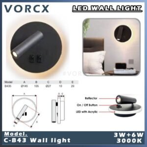 C-B435 Wall Light with Switch 3W + 6W 3000K