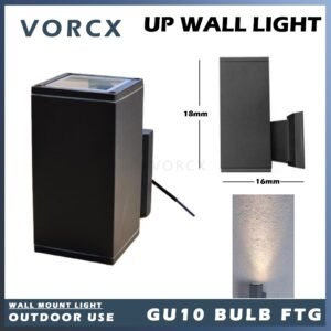 S004 Up Wall Light GU10 Fitting Replaceable Bulb Black Medium Size