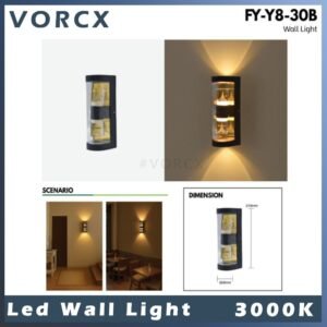 LH FY Y8 LED Outdoor Weatherproof Wall Light 3000K Warm White IP65