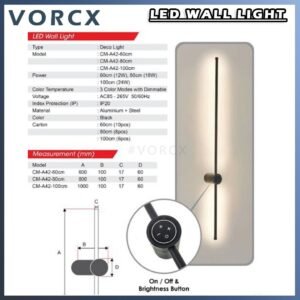 C-A42 Copper 3Color & Dimmable Wall light 60cm/80cm/100cm