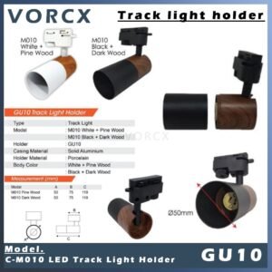 C-M010 LED Track Light Holder GU10 White + Pine Wood / Black + Dark Wood