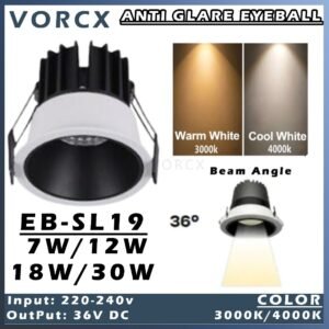 EB SL19 7W|12W|18W|30W WhiteBlack CRI90 Spotlight