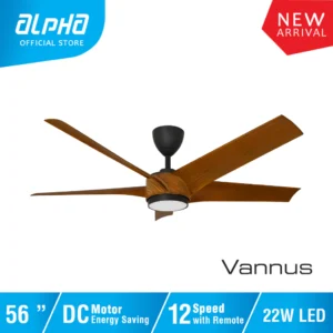 ALPHA Vannus PRISTI LED 5B DC Motor Ceiling Fan with 5 Blades 12 Speed Remote (40"/46"/52"/56")
