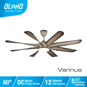 ALPHA Vannus VISTA LED 8B DC Motor Ceiling Fan with 8 Blades 12 Speed Remote (60")