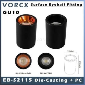 EB S2115B 70mm Black Surface Spotlight Casing