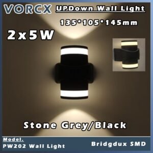 LH PW202 2X5W UP DOWN Wall Light Stone Grey / Black