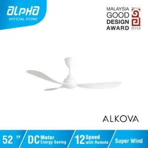 ALPHA Alkova MILI 3B DC Motor Ceiling Fan with 3 Blades 12 Speed Remote (33"/42"/52")