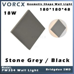 LH PW354 18W Geometic Shap LED Wall Light Stone Grey / Black
