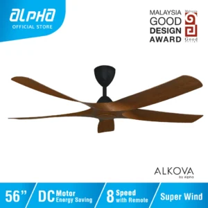 ALPHA Alkova AXIS DC Motor Ceiling Fan with 5 Blades 8 Speed Remote (42"/48'/56")
