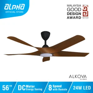 ALPHA Alkova AXIS LED DC Motor Ceiling Fan with 5 Blades 8 Speed Remote (42"/48"/56")