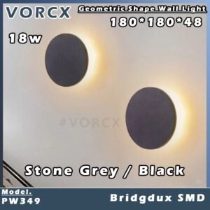 LH PW349 18W Geometric Shape LED Wall Light Stone Grey / Black