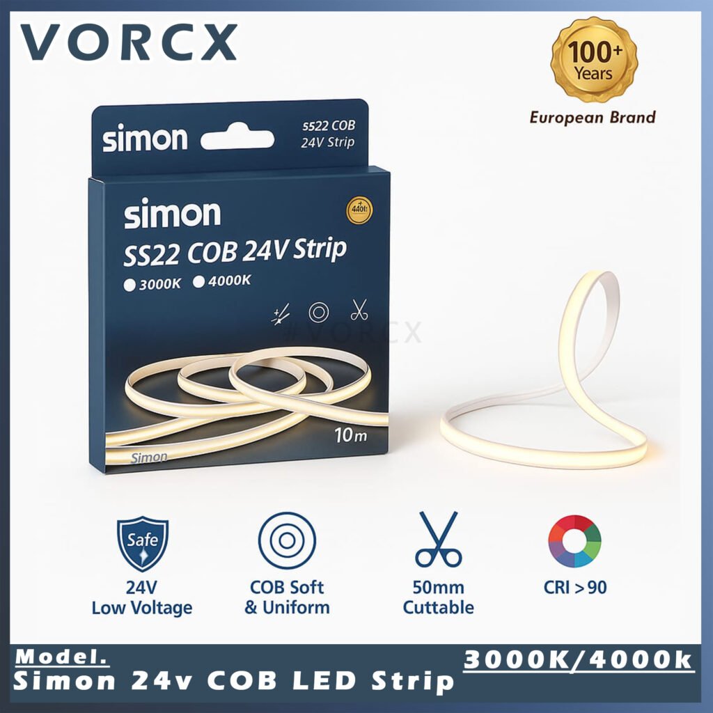 Simon 90CRI COB LED Strip  DC24V 5m 3000K 4000K 50W 320D