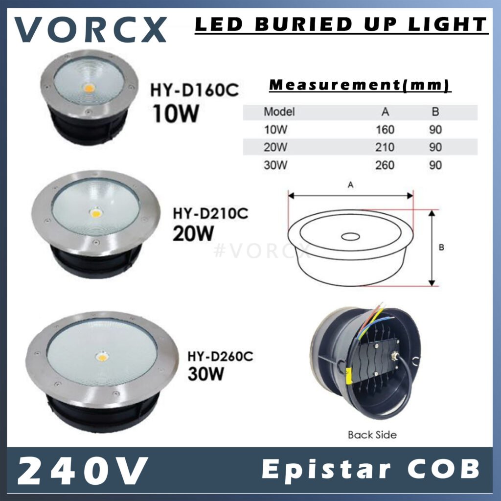 C-HY LED LED Buried Inground Up Light 240V COB 3000K IP54
