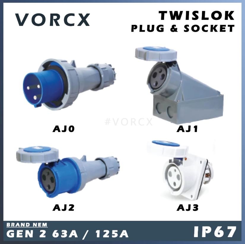 NEM 63A 125A CEE Twislok Plug & Socket IP67 Gen2