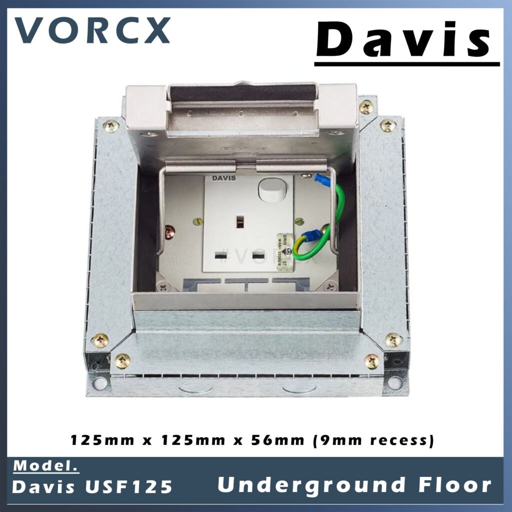 Davis Underground Floor Service Outlet Box 125mm x 125mm x 56mm (9mm Tile)