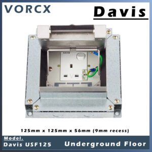 Davis Underground Floor Service Outlet Box 125mm x 125mm x 56mm (9mm Tile)
