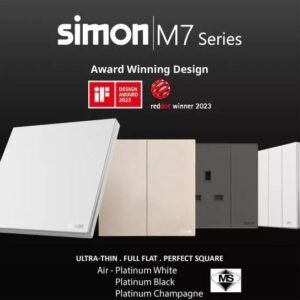 Simon M7 Series Platinum White & Platinum Grey & Platinum Champagne Switches / Socket Outlet